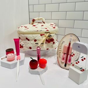 Cream Cherry Print Women's Bag